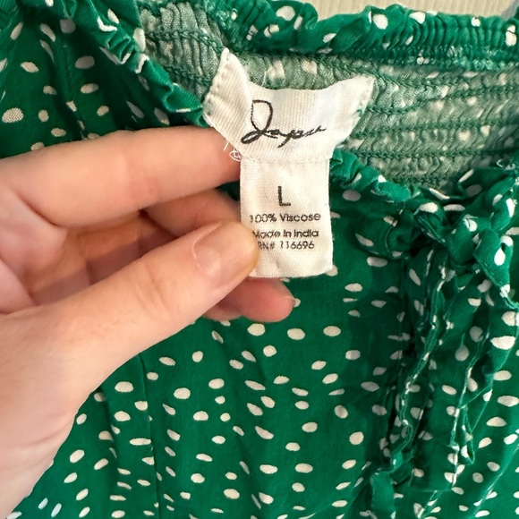 Green Japan Polka Dot midi dress with slit - Picture 2 of 3